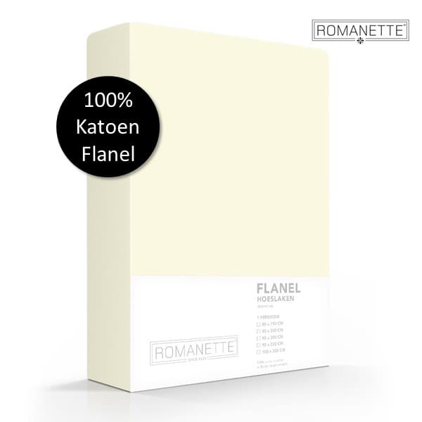 Romanette Hoeslaken Katoen Flanel - Ivoor