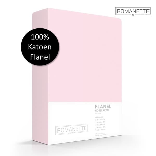 Romanette Hoeslaken Katoen Flanel - Roze