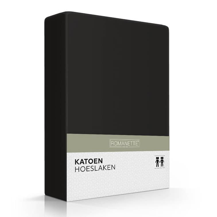 Romanette Hoeslaken Katoen Zwart