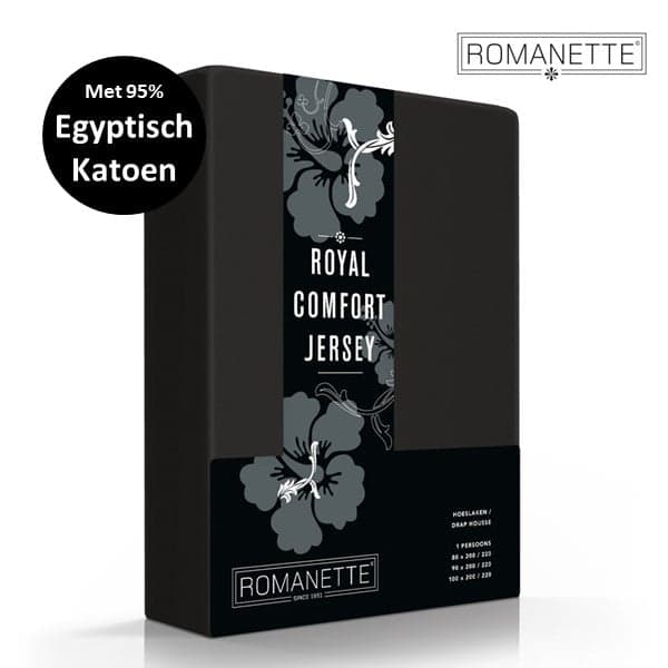 Romanette - Royal Comfort Jersey Hoeslaken Zwart