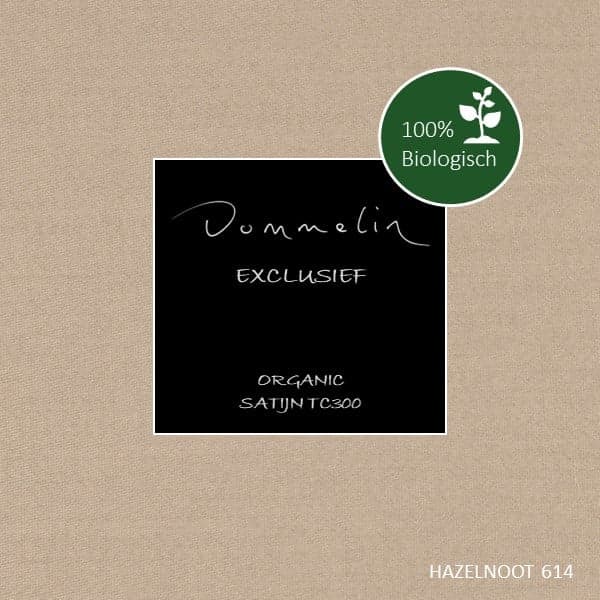 Dommelin Dubbele Split Hoeslaken Biologisch Satijn 300TC - 40 cm hoog - Hazelnoot