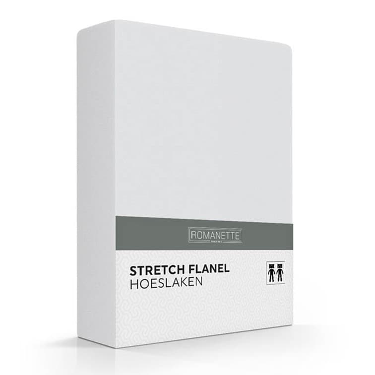 Romanette Hoeslaken Flanel Stretch Zilver