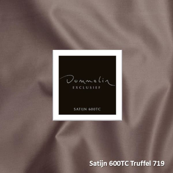 Dommelin Hoeslaken Satijn 600TC - 60 cm hoog - Truffel